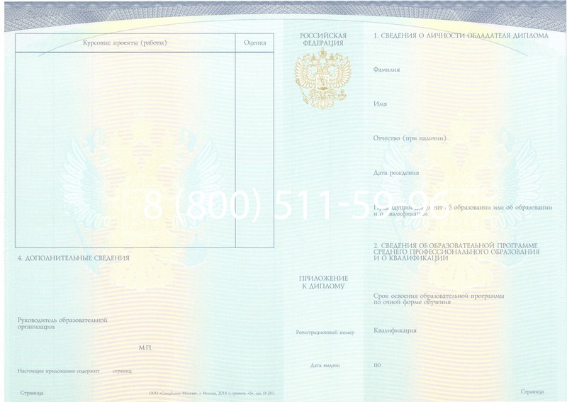 Купить Диплом о среднем образовании (Спецбланк) 2014-2024 года в Набережных Челнах