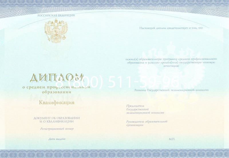 Купить Диплом о среднем образовании (Спецбланк) 2014-2024 года в Набережных Челнах